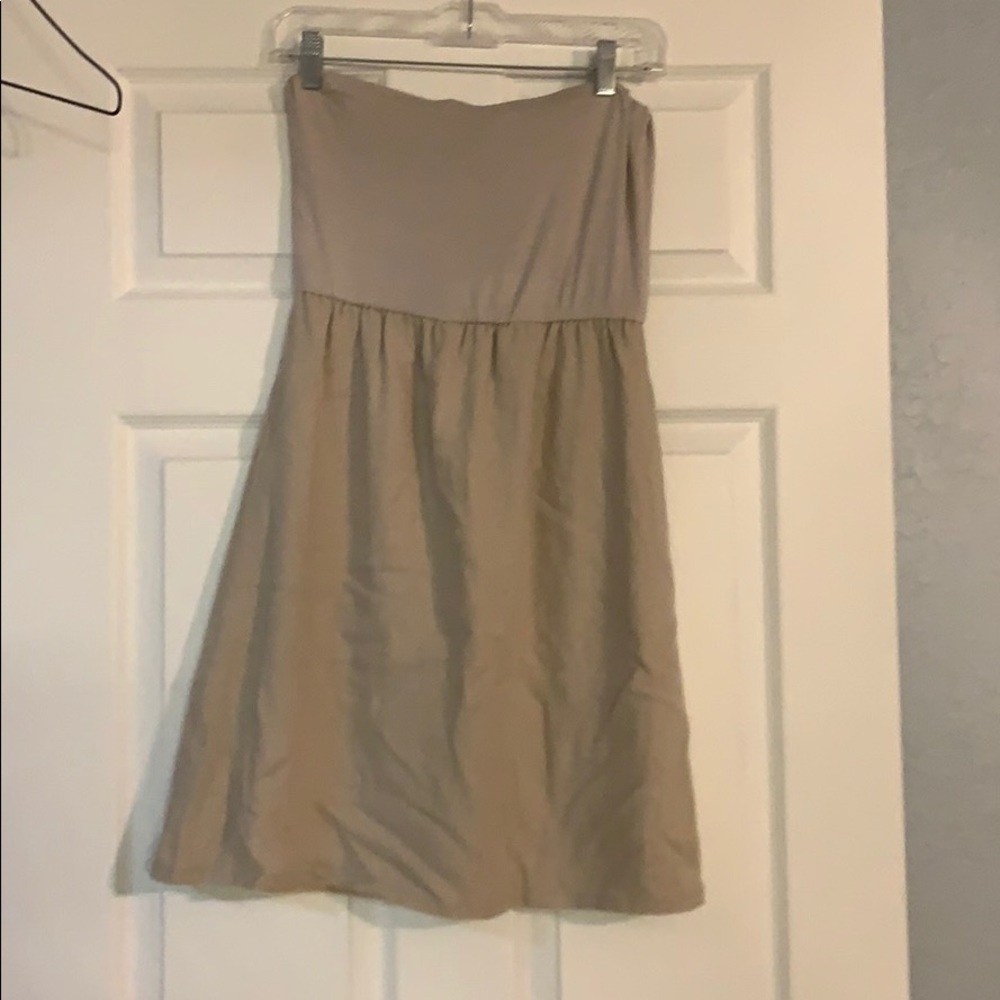 Tan strapless dress